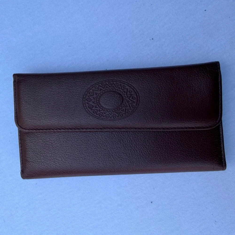 Buxton Burgundy Genuine Leather Clutch Wallet Kiss Lock Coin Pouch Vintage Style